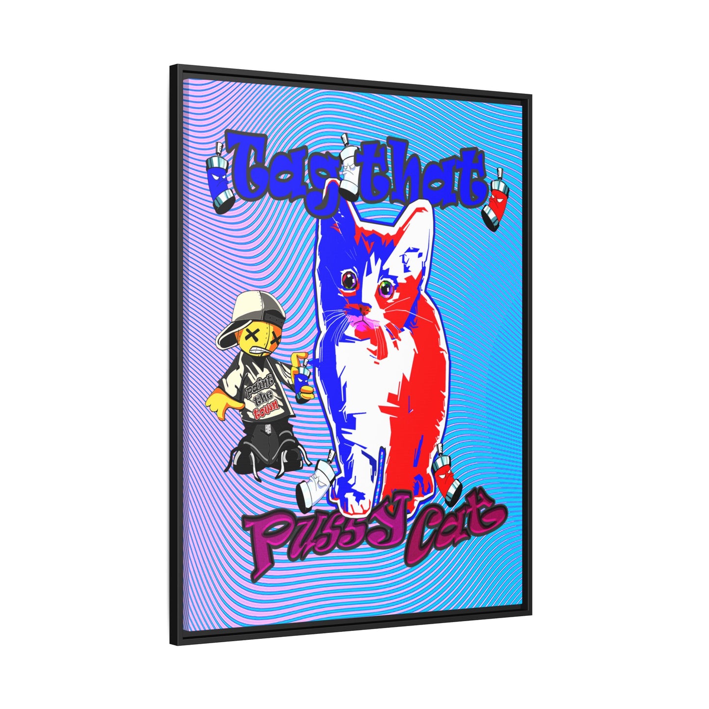 tag that - framed canvas art (light blue-purple wave)