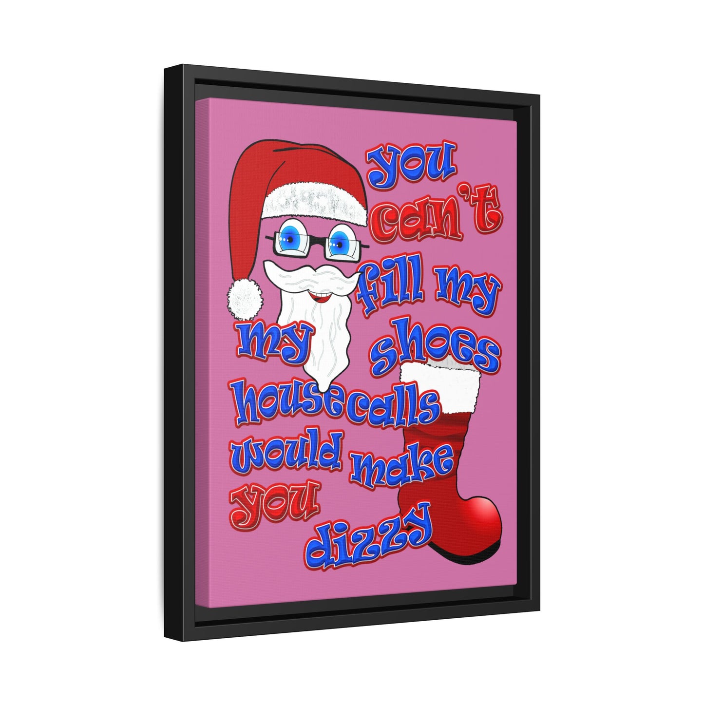 santa's shoes - framed canvas art (light pink)