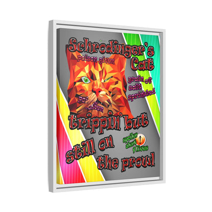schrodinger's cat - framed canvas art (rainbow split)