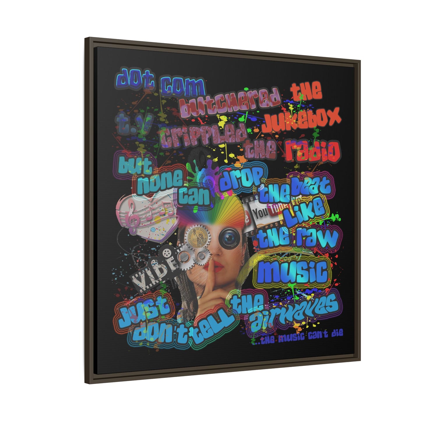 drop the beat - framed canvas art (black)