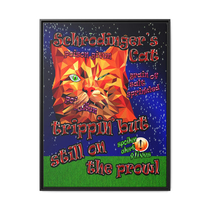 schrodinger's cat - framed canvas art ('snoops' background)