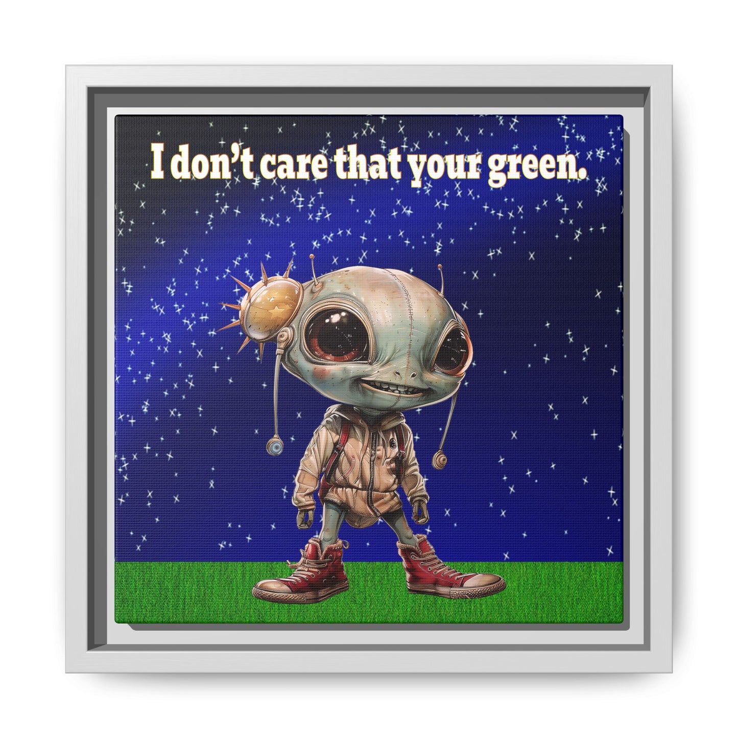 I don't care that your green - framed canvas art ('snoops' background)