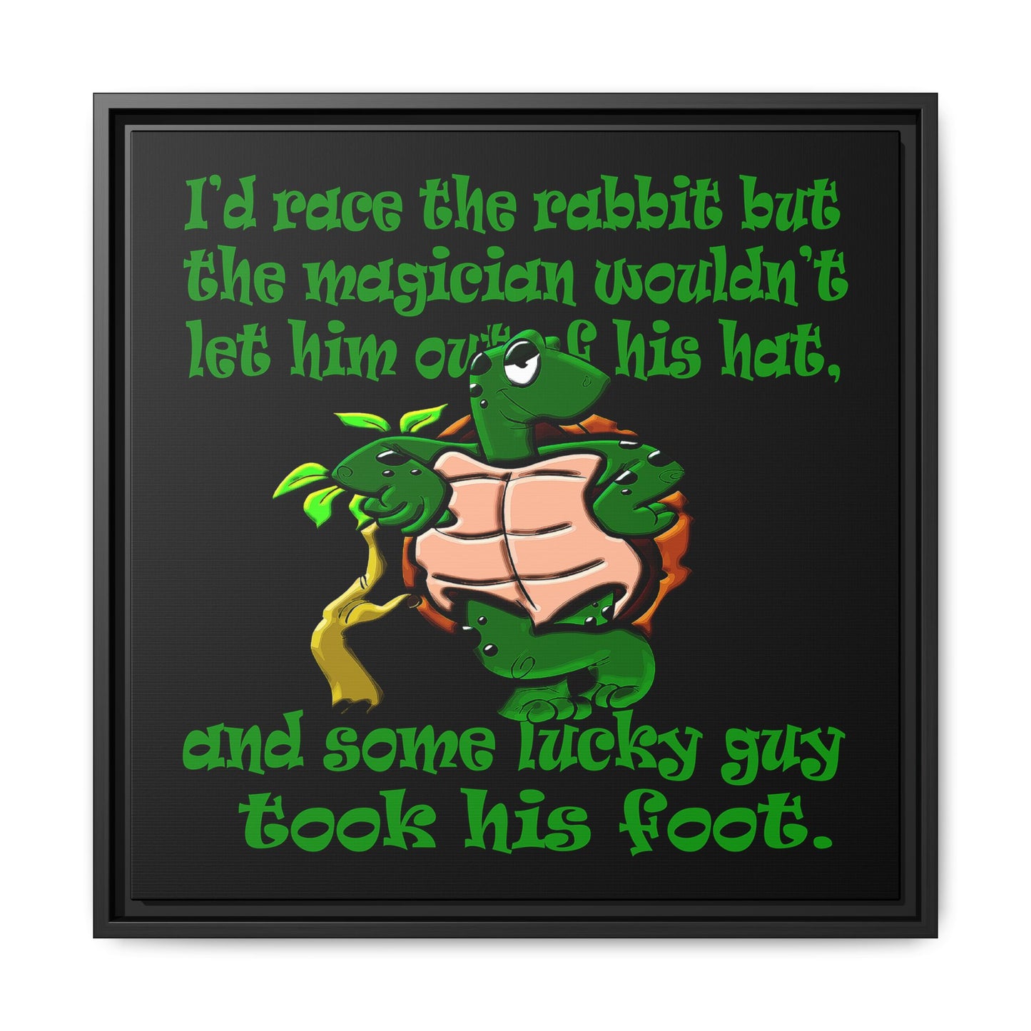 turtle race - framed canvas art (black)