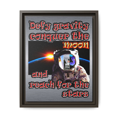 defy conquer reach - framed canvas art (brushed nickel)