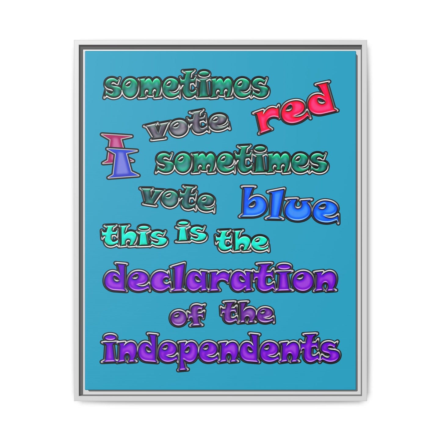 declaration of the independents - framed canvas art (turquoise)