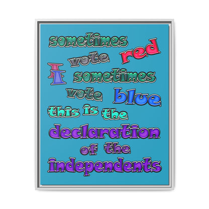 declaration of the independents - framed canvas art (turquoise)
