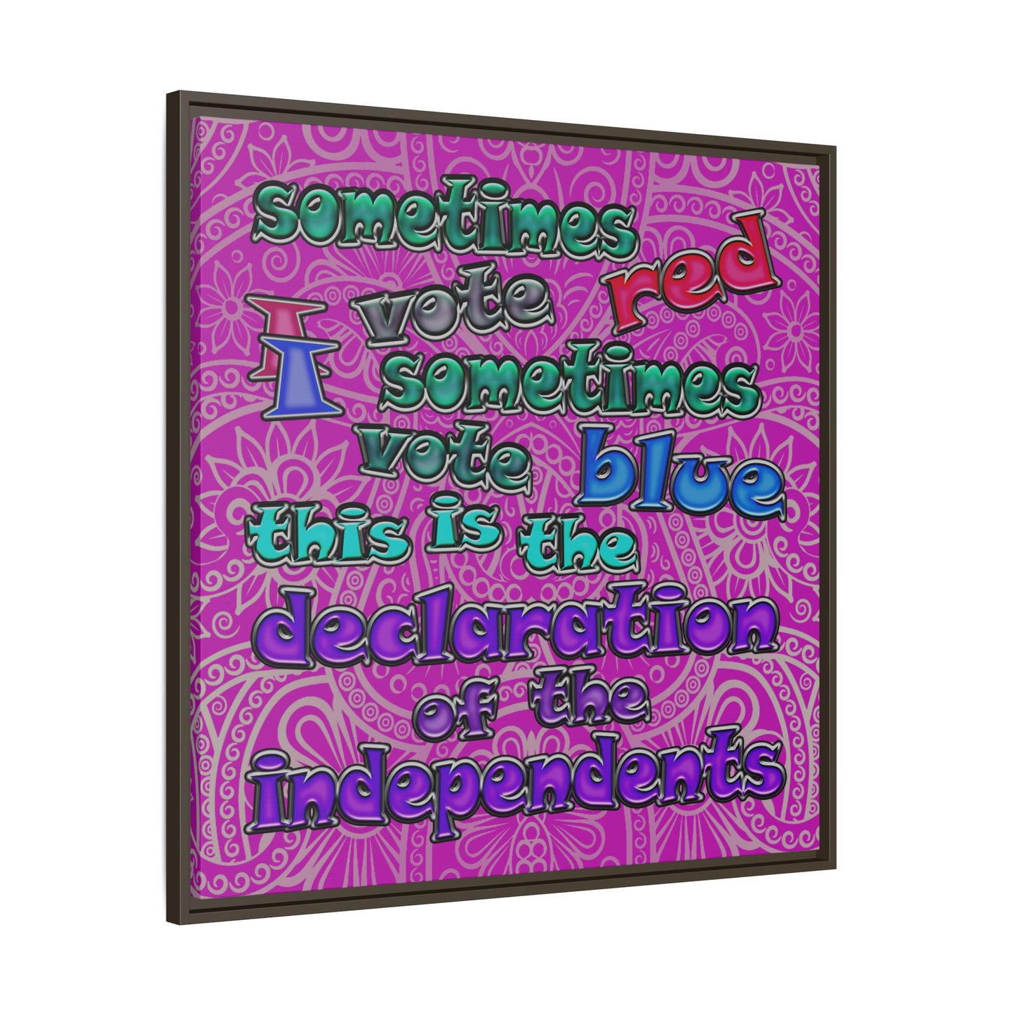 declaration of the independents - framed canvas art (pink swirl)