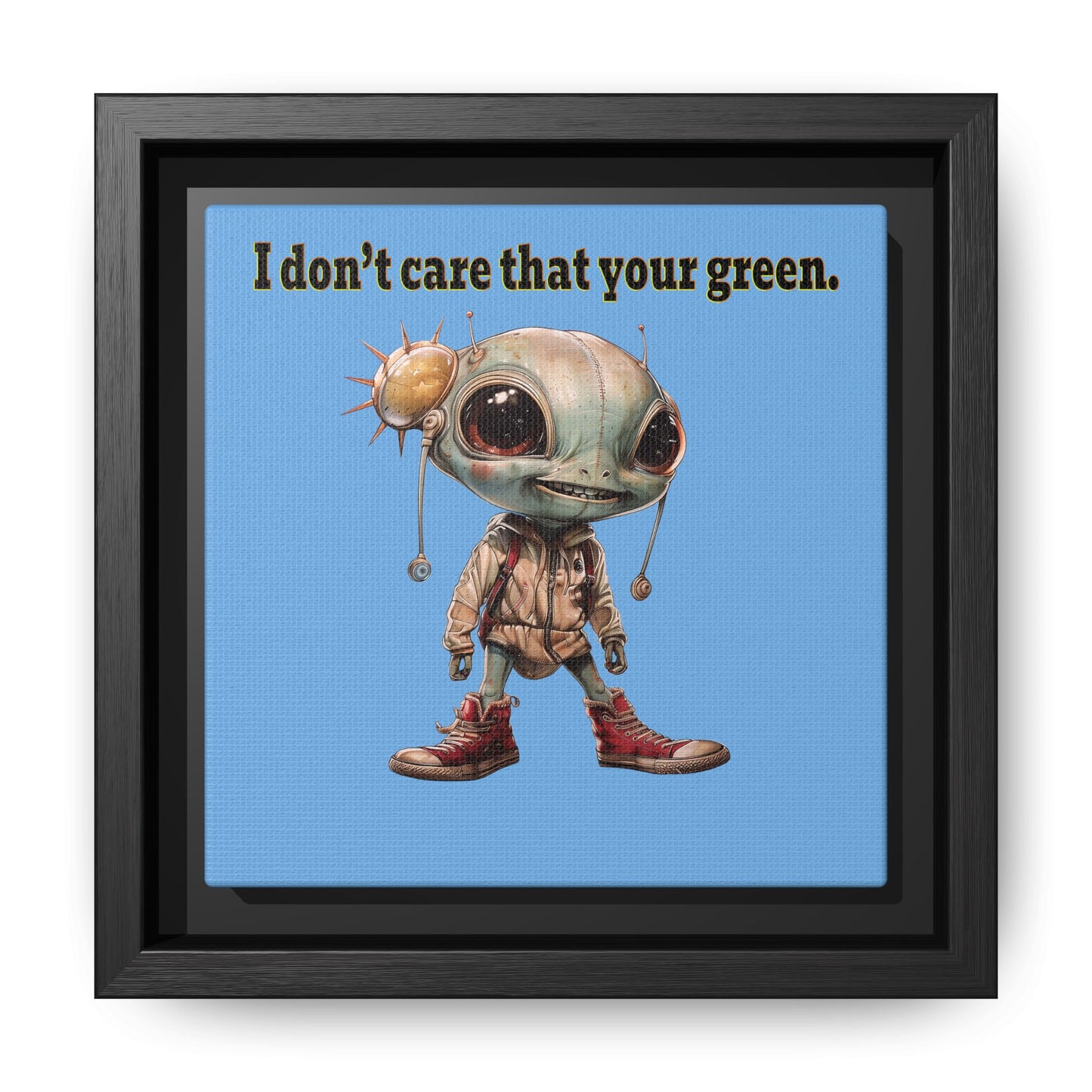 I don't care that your green - framed canvas art (light blue)