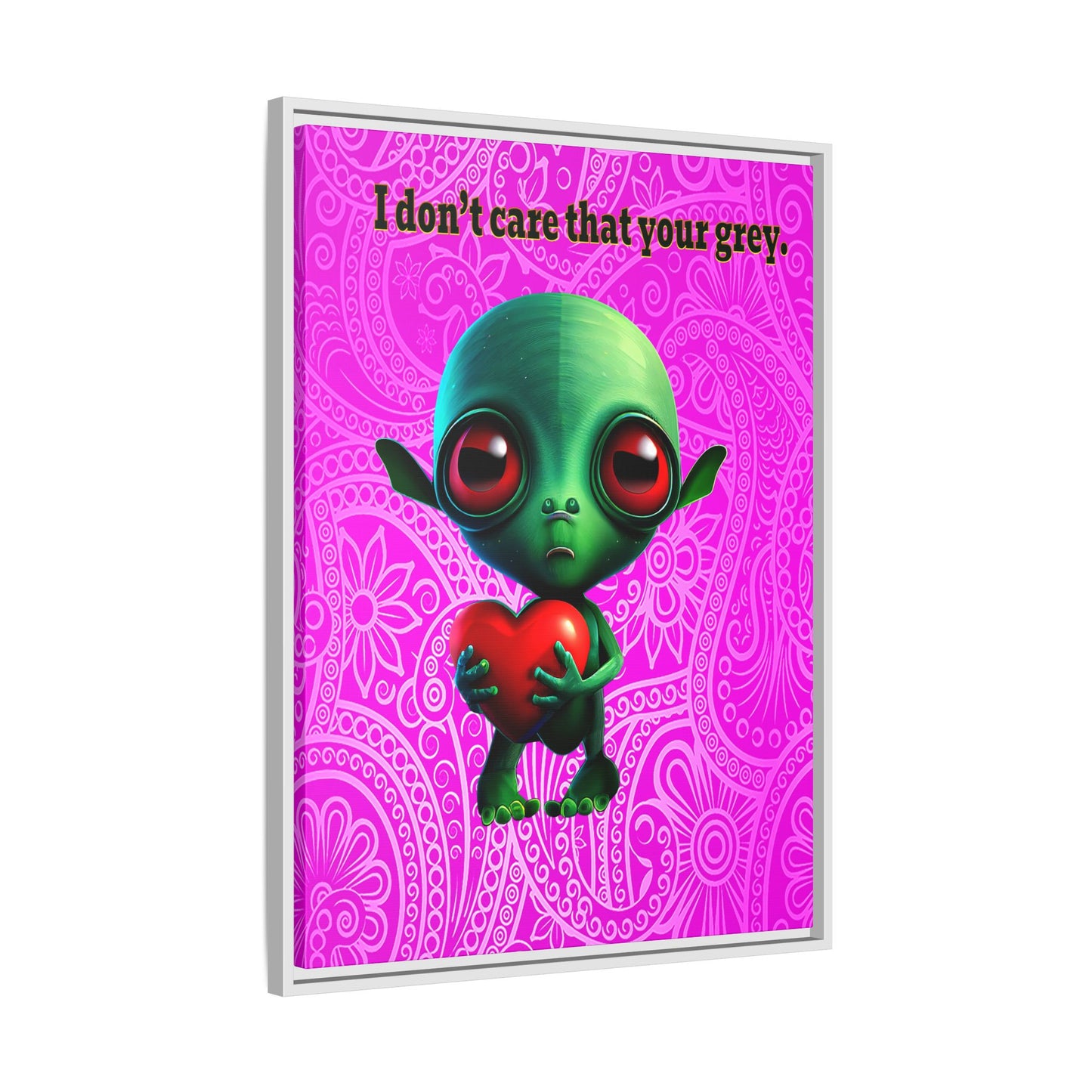 I don't care that your grey - framed canvas art (pink swirl)