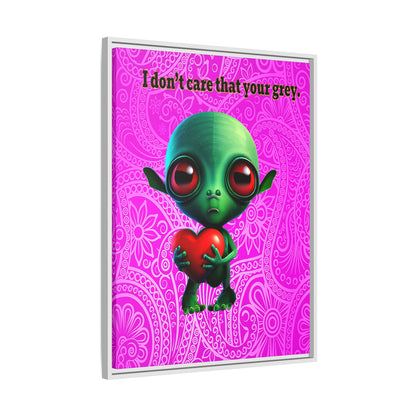 I don't care that your grey - framed canvas art (pink swirl)