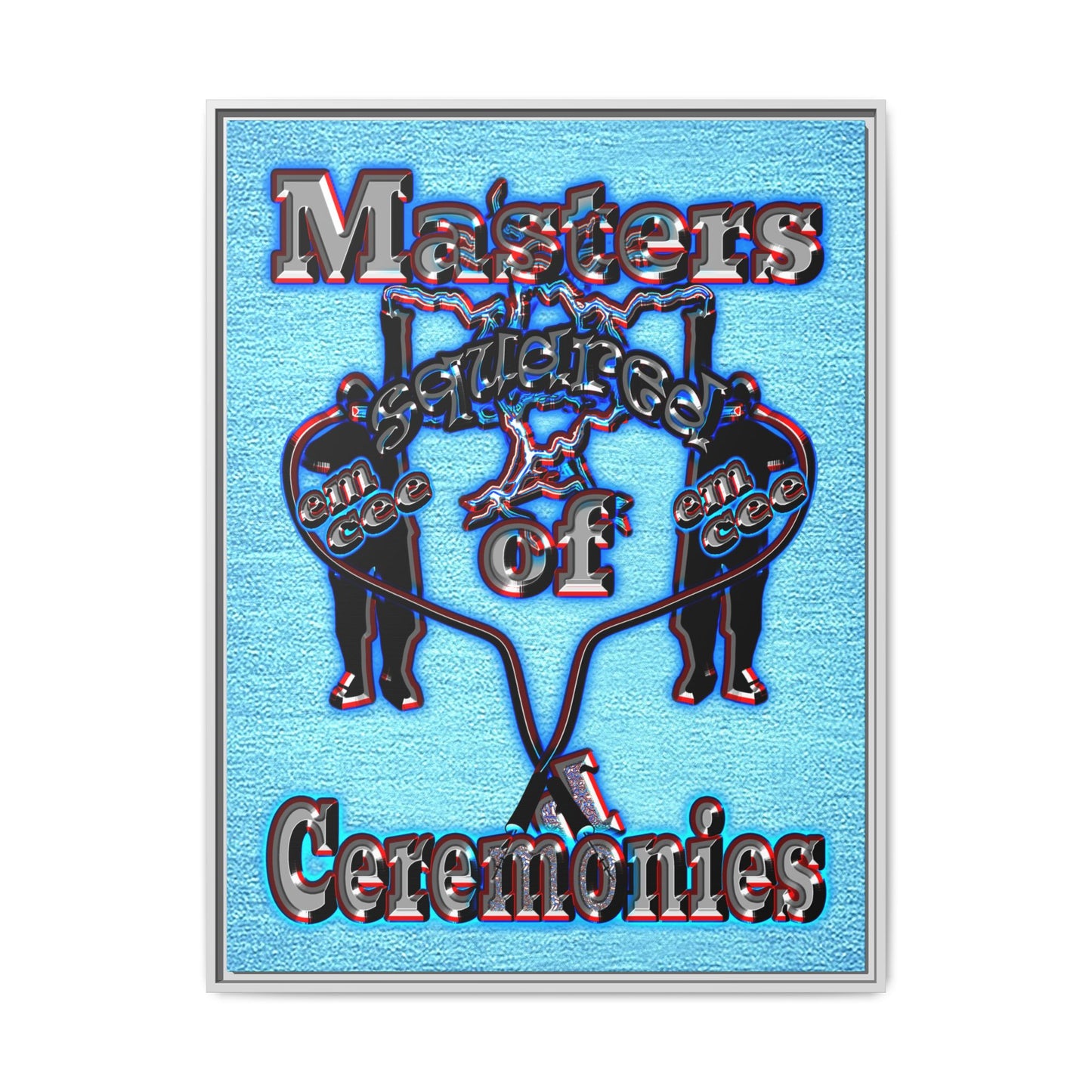 em cee squared - framed canvas art (faded blue)