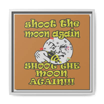 shoot the moon again - framed canvas art (light brown)
