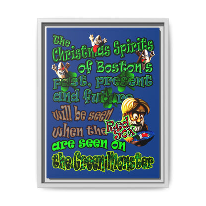 christmas spirits of boston - framed canvas art (dark blue)