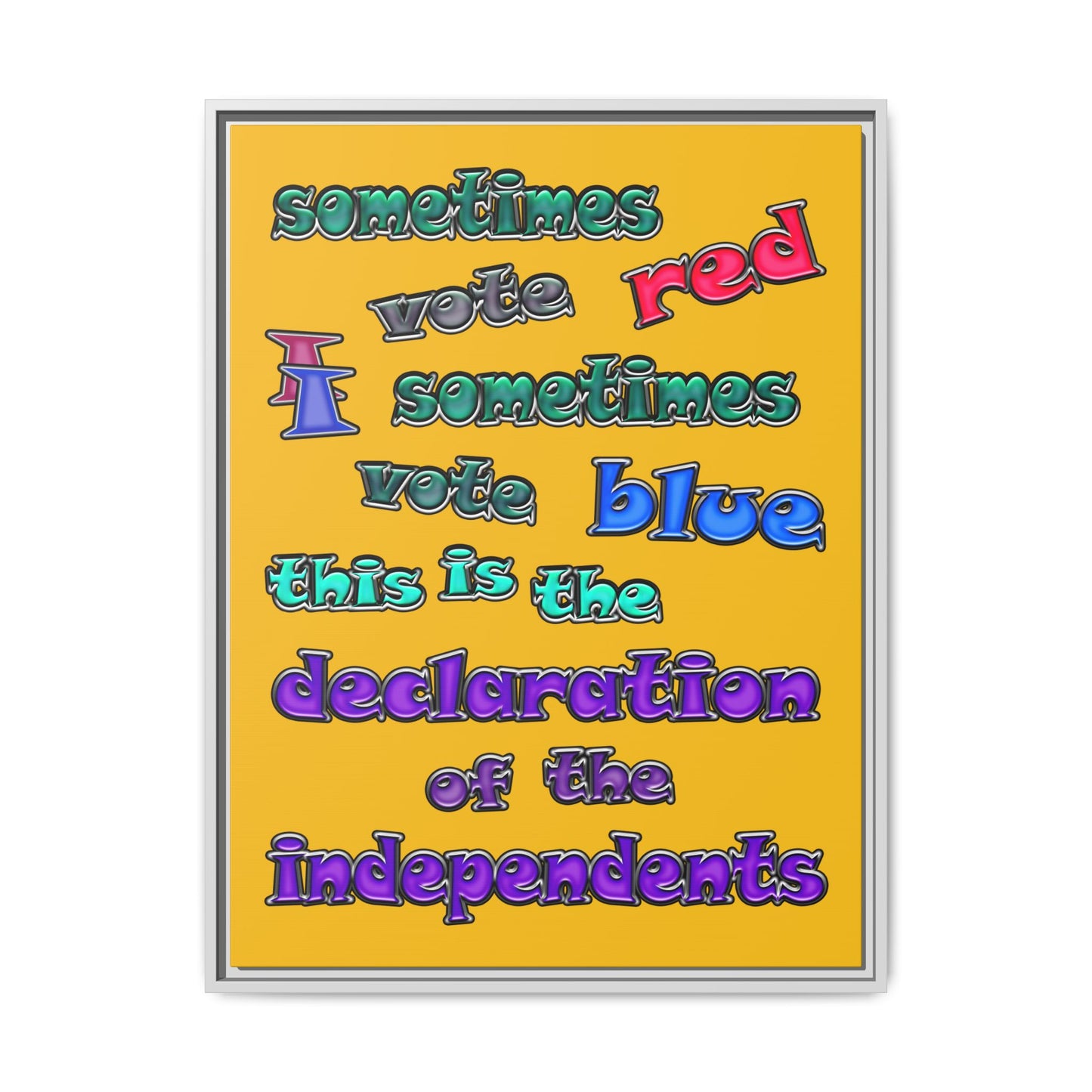 declaration of the independents - framed canvas art (yellow)