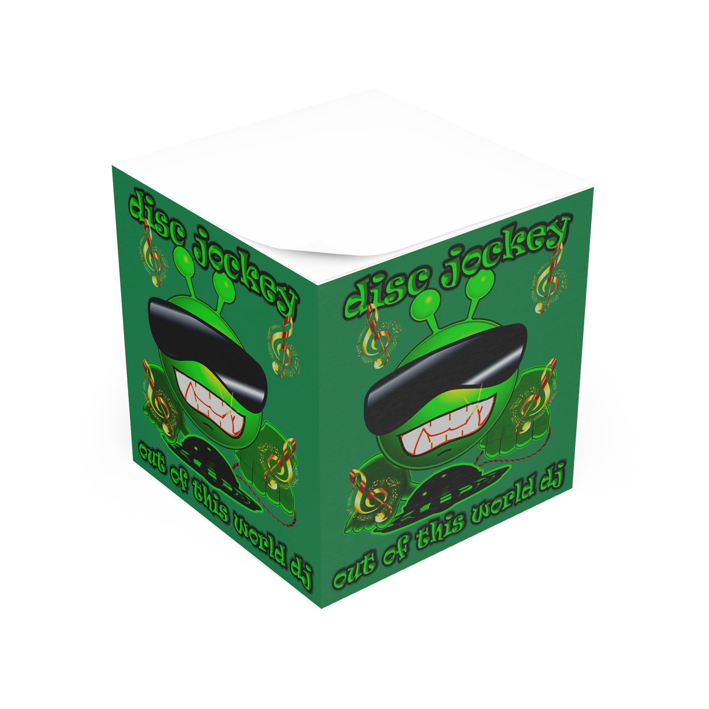 disc jockey - note cube (dark green)