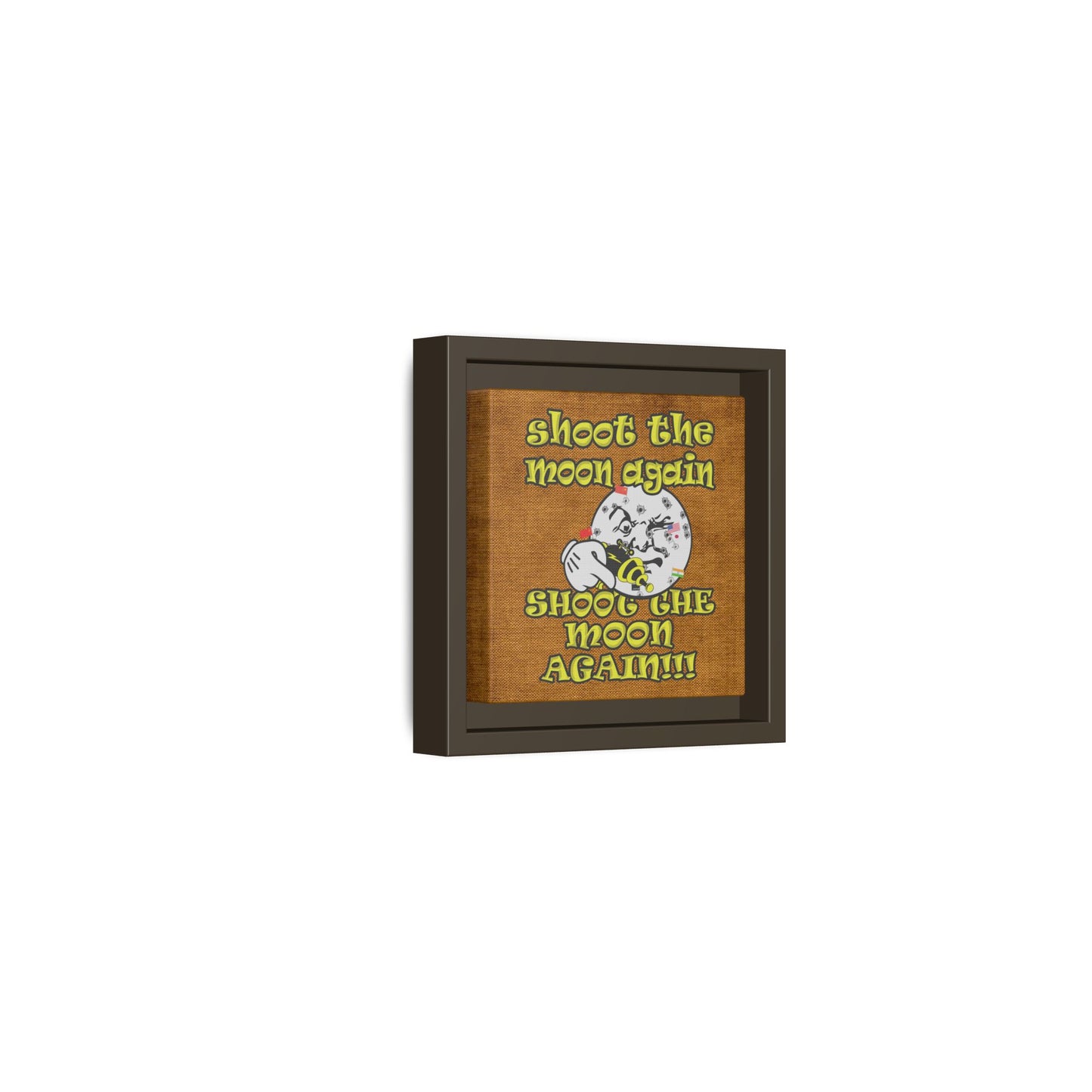 shoot the moon again - framed canvas art (brown papyrus)