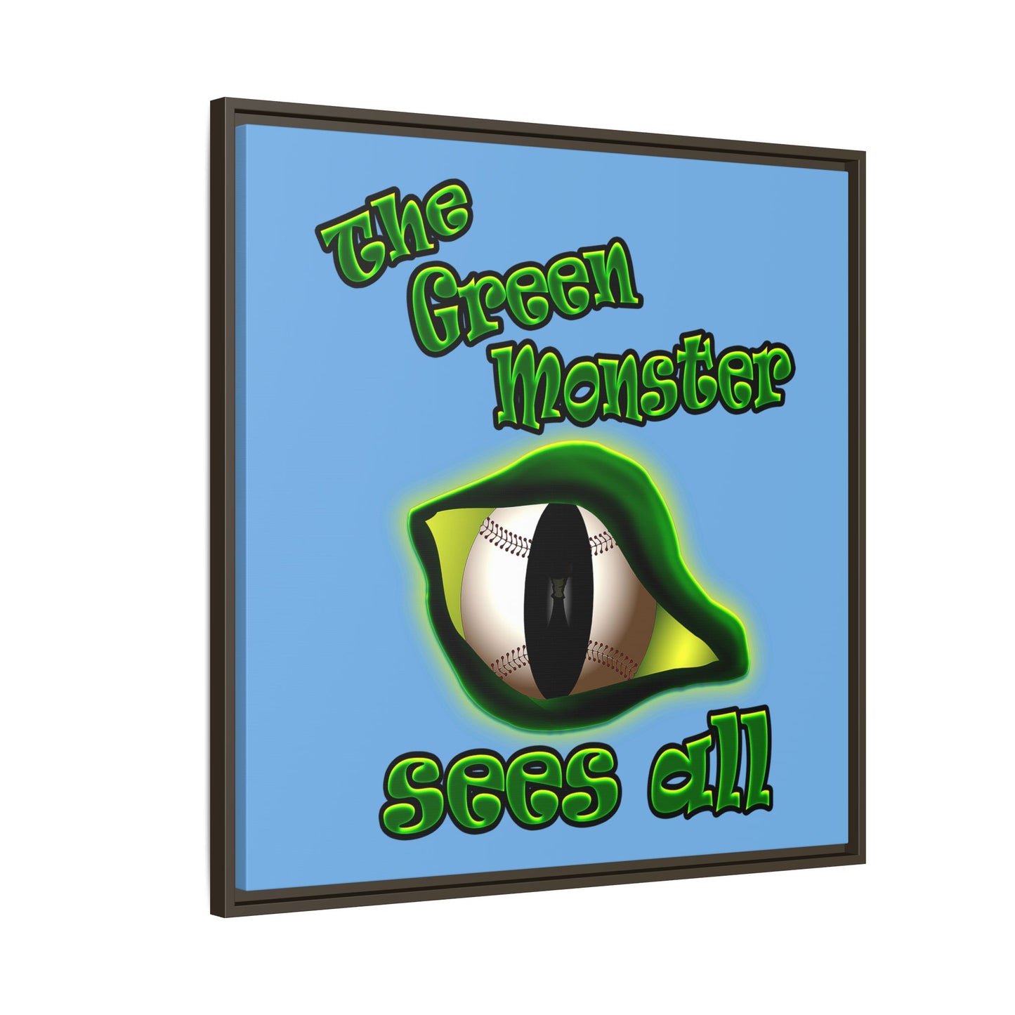 green monster - framed canvas art (light blue)