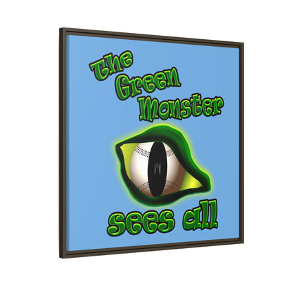 green monster - framed canvas art (light blue)