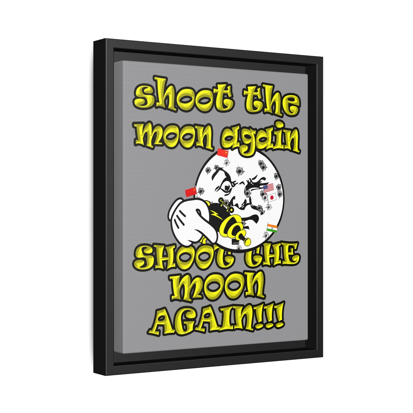 shoot the moon again - framed canvas art (grey)