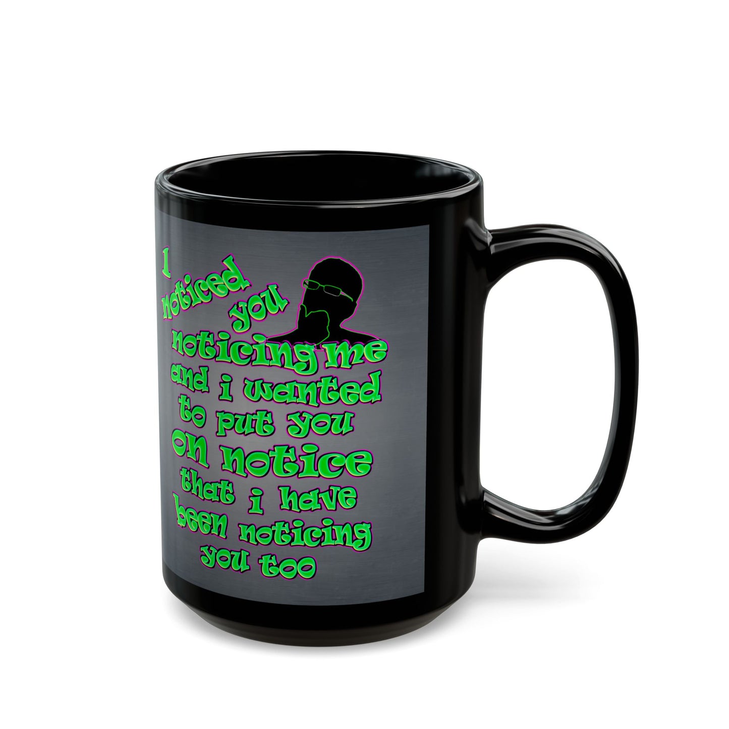 noticed you noticing - Black Mug (grey-light grey)