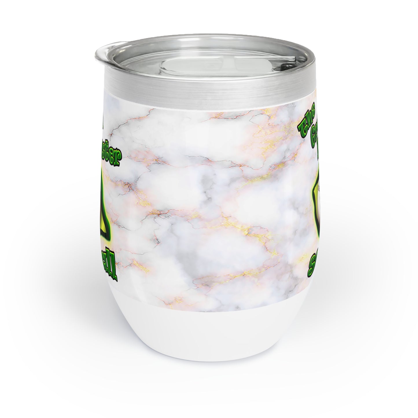 green monster - Chill Wine Tumbler (white marble)