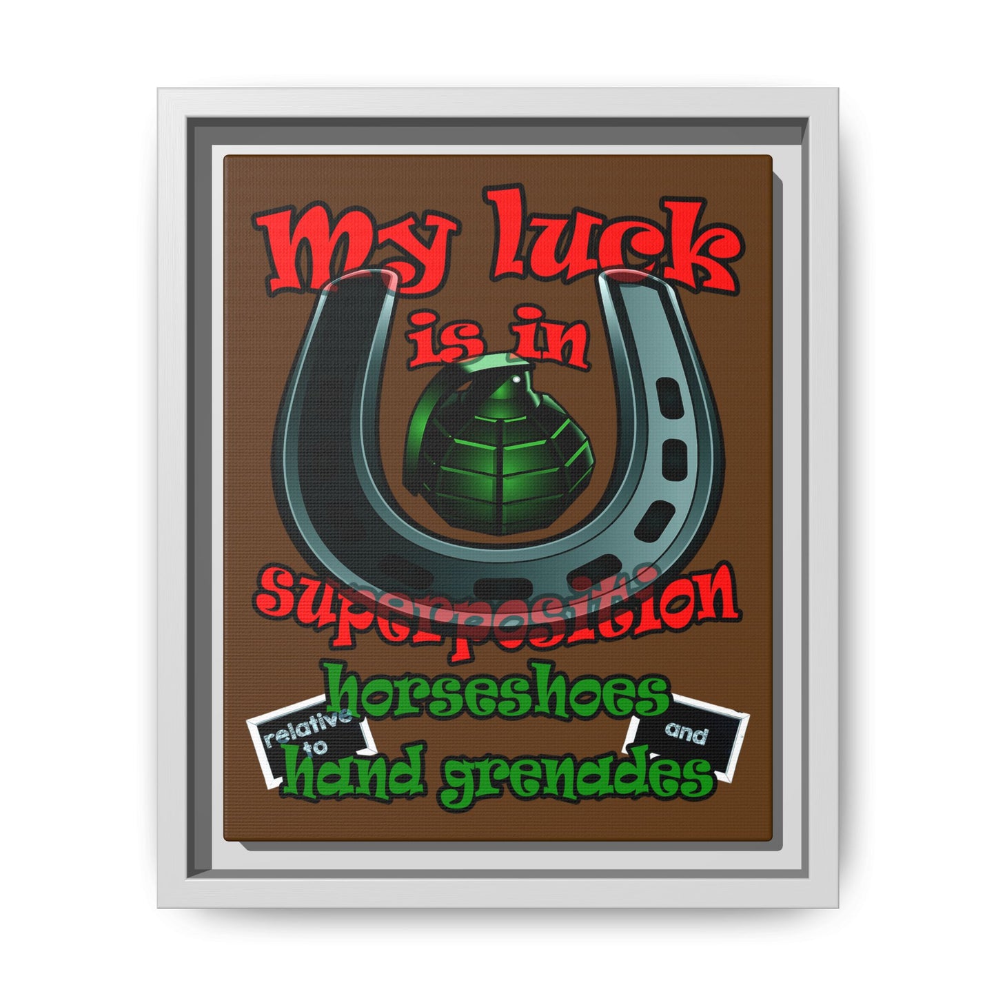 my luck - framed canvas art (brown)
