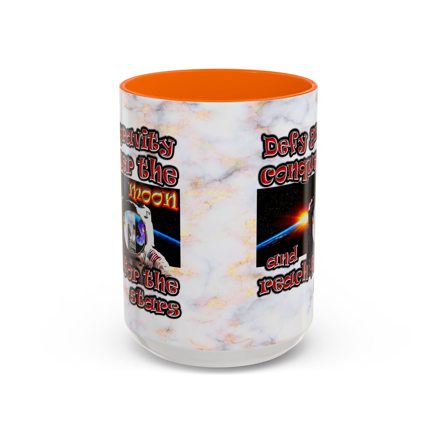defy conquer reach - Accent Mug (white marble)