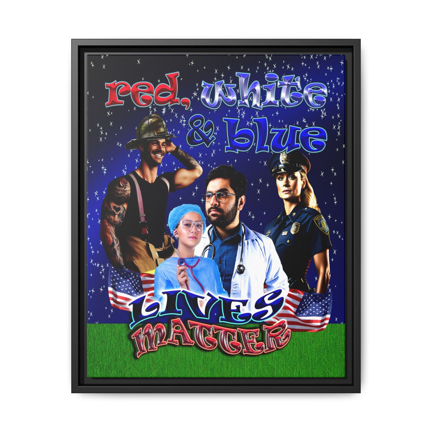 rw&b lives matter - framed canvas art ('snoops' background)
