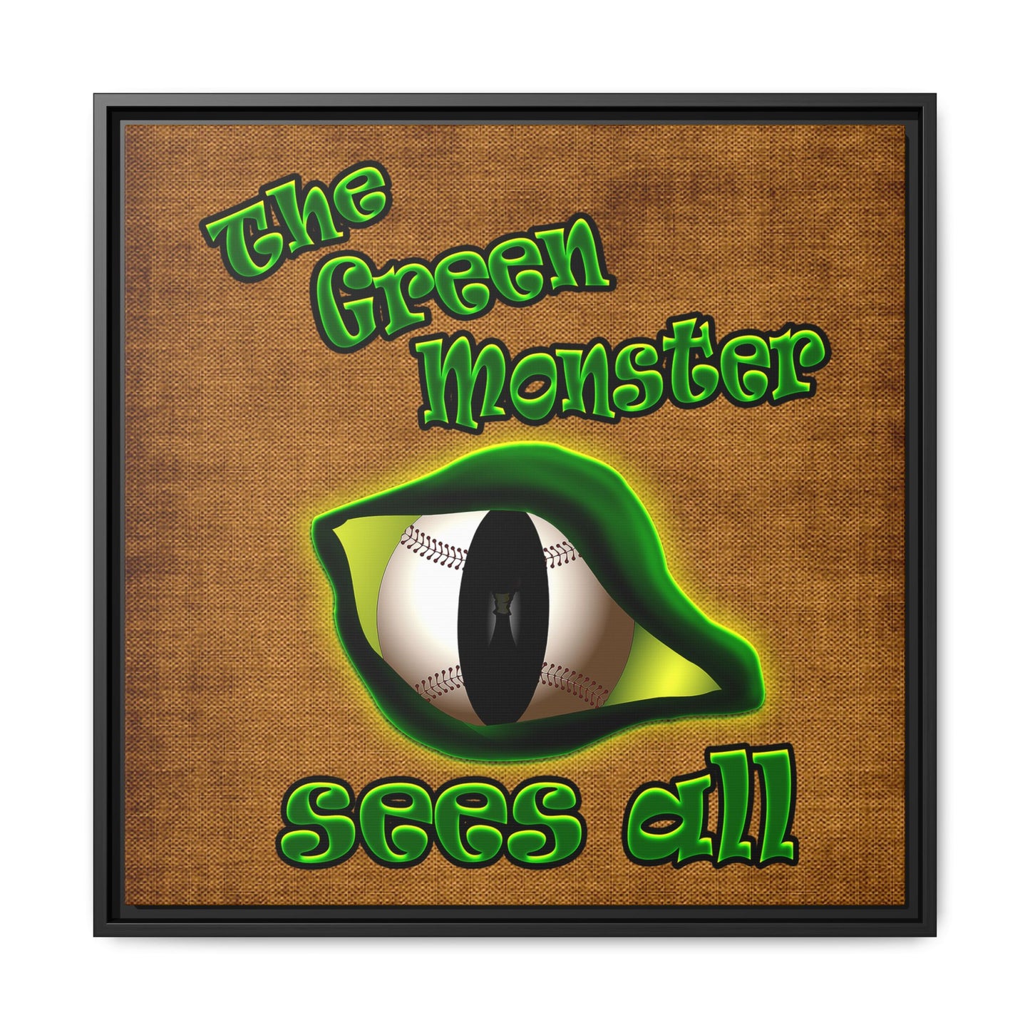green monster - framed canvas art (brown papyrus)