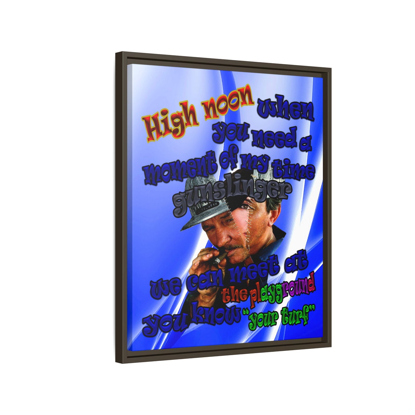 high noon - framed canvas art (blue-white wave)