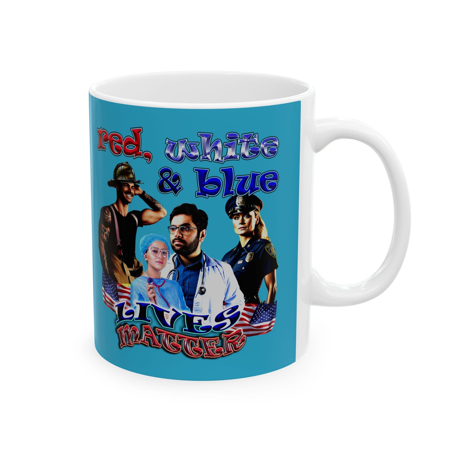 rw&b lives matter - White Mug (turquoise)