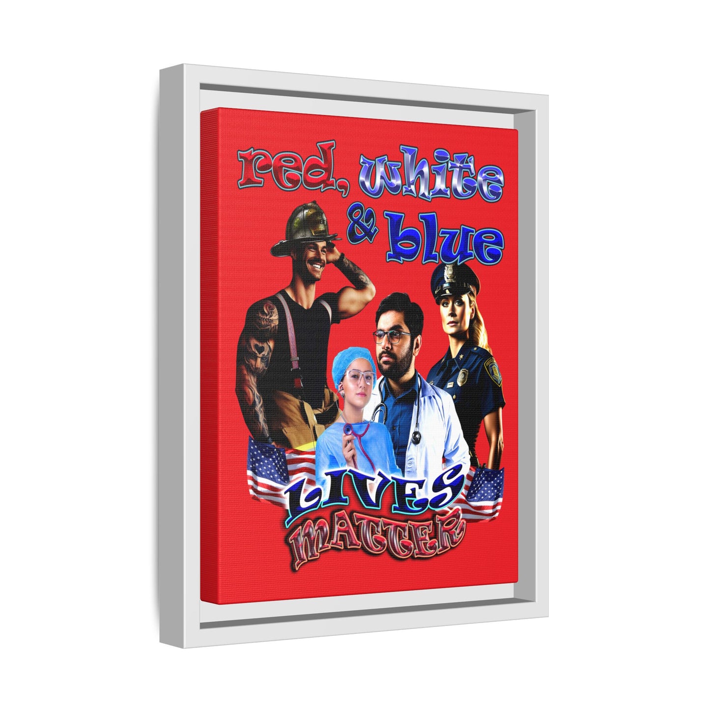 rw&b lives matter - framed canvas art (red)