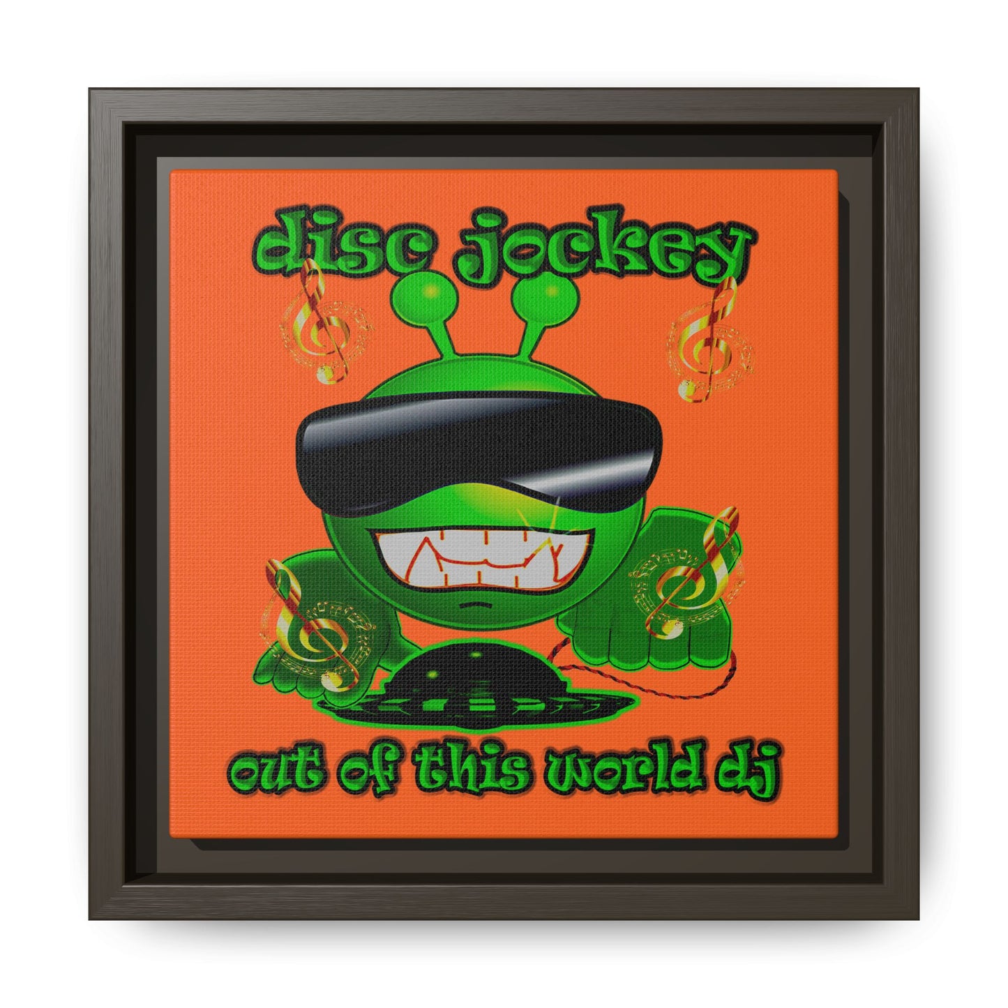 disc jockey - framed canvas art (orange)