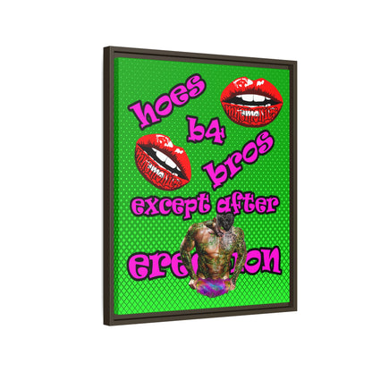 hoes b4 bros - framed canvas art (logo green)