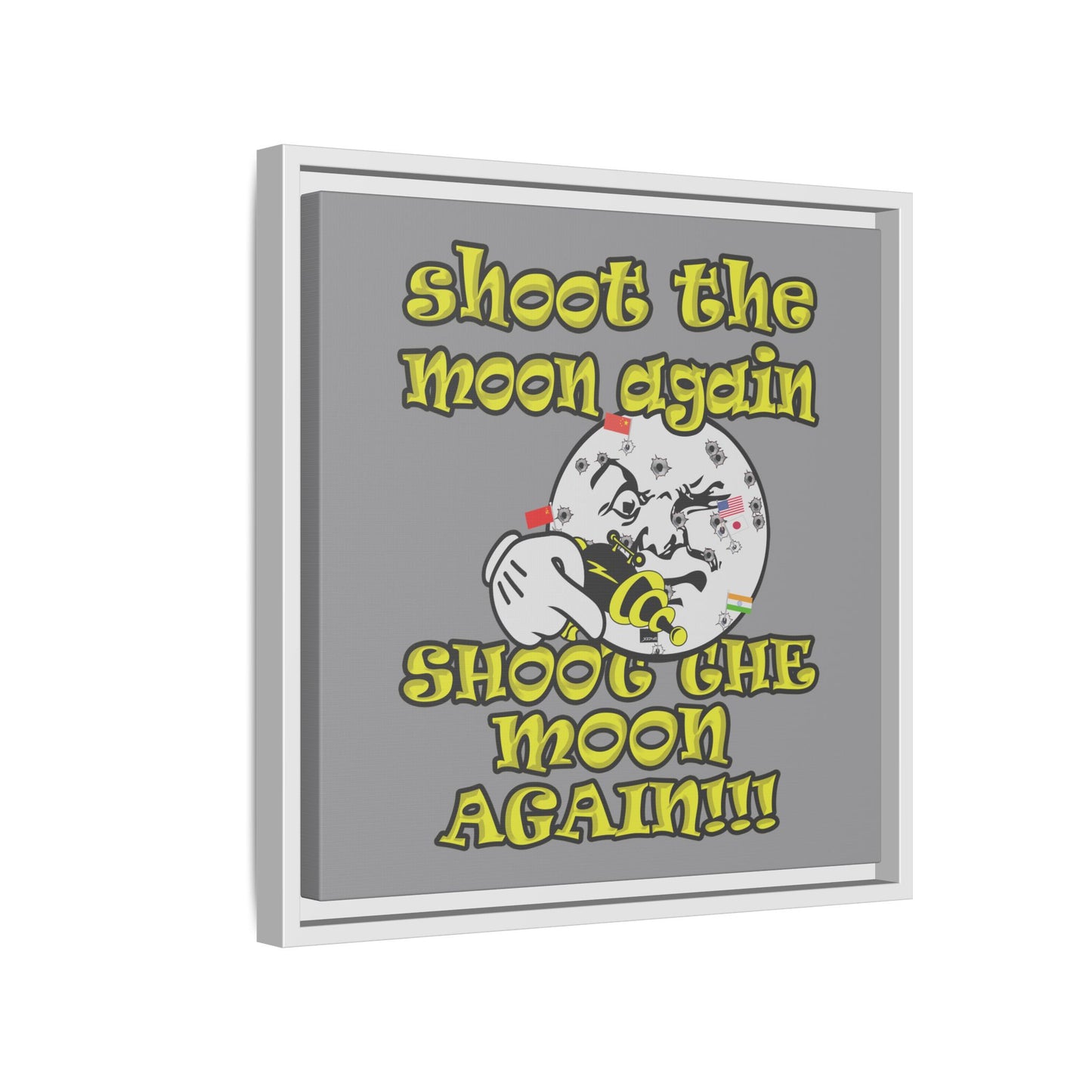 shoot the moon again - framed canvas art (grey)