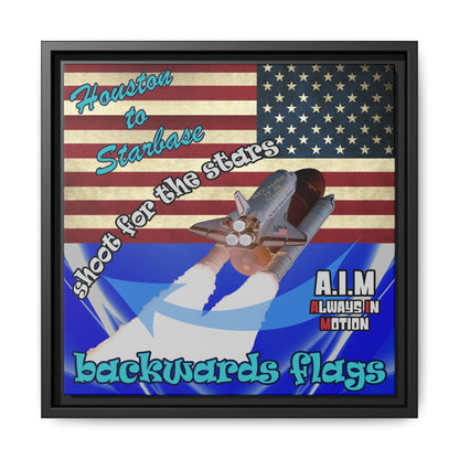 shoot for the stars - framed canvas art (blue-white wave)
