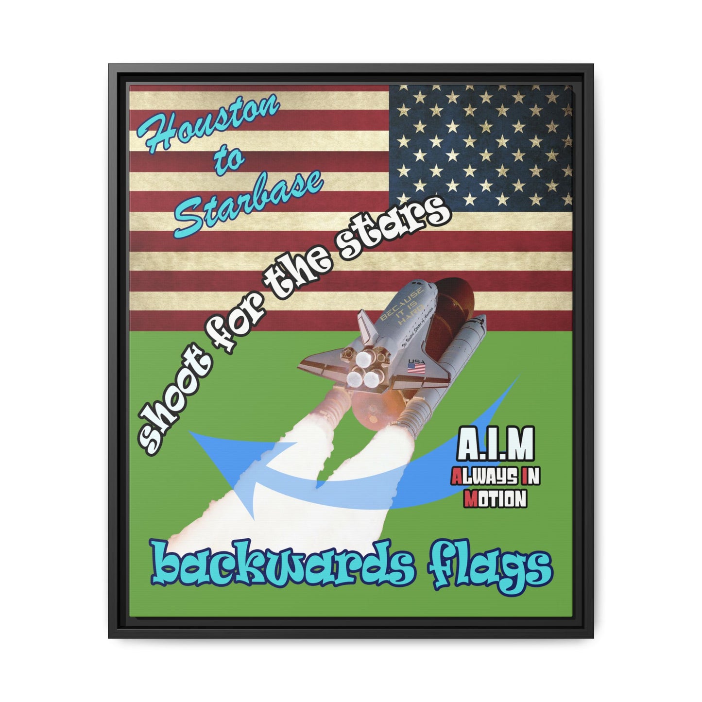 shoot for the stars - framed canvas art (green)