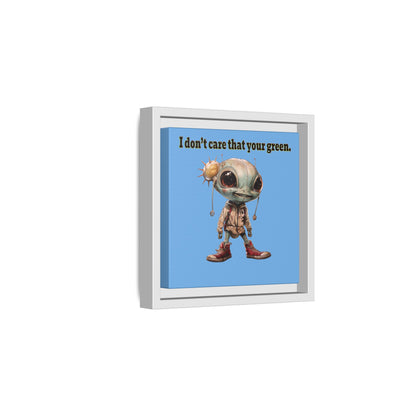 I don't care that your green - framed canvas art (light blue)