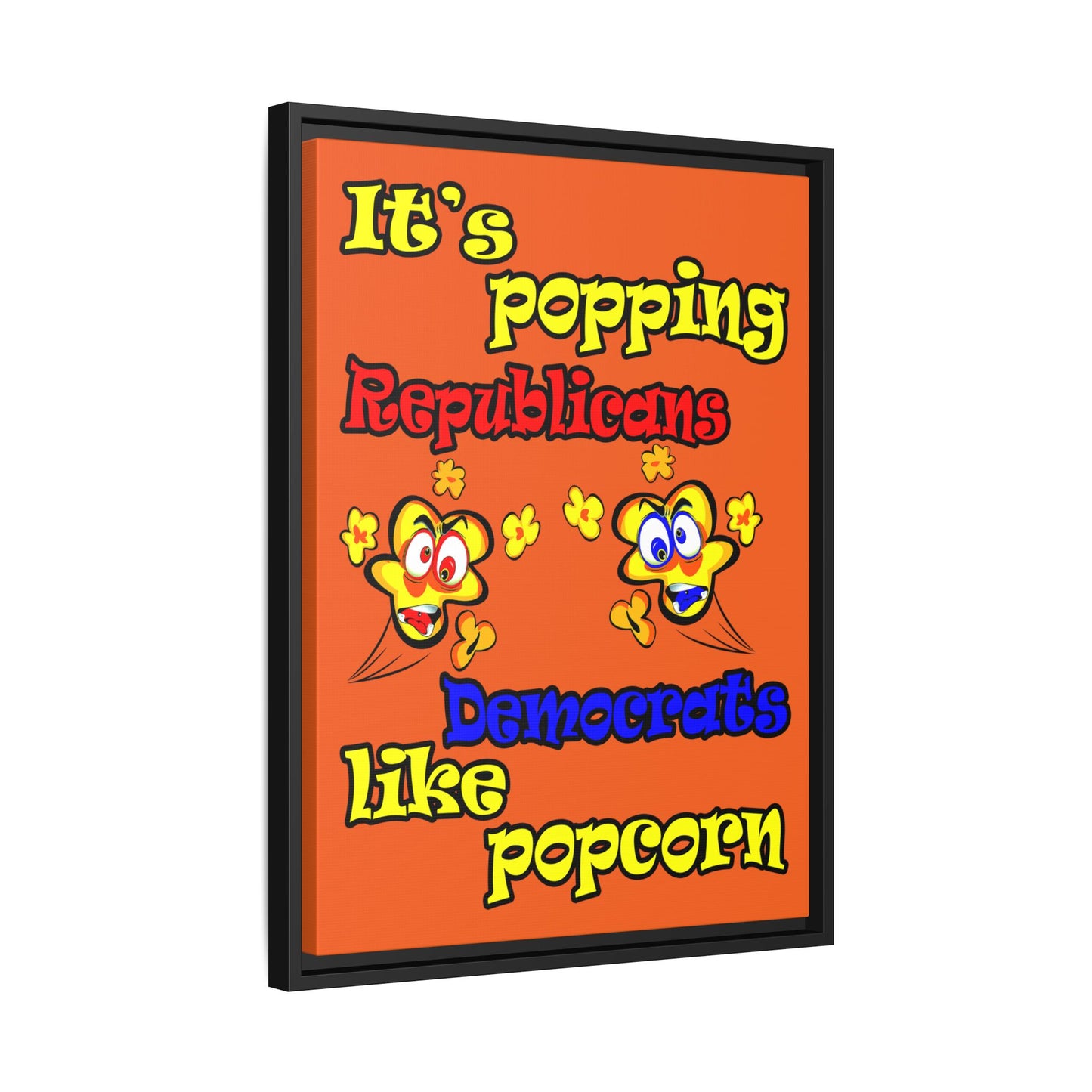 popping like popcorn - framed canvas art (orange)