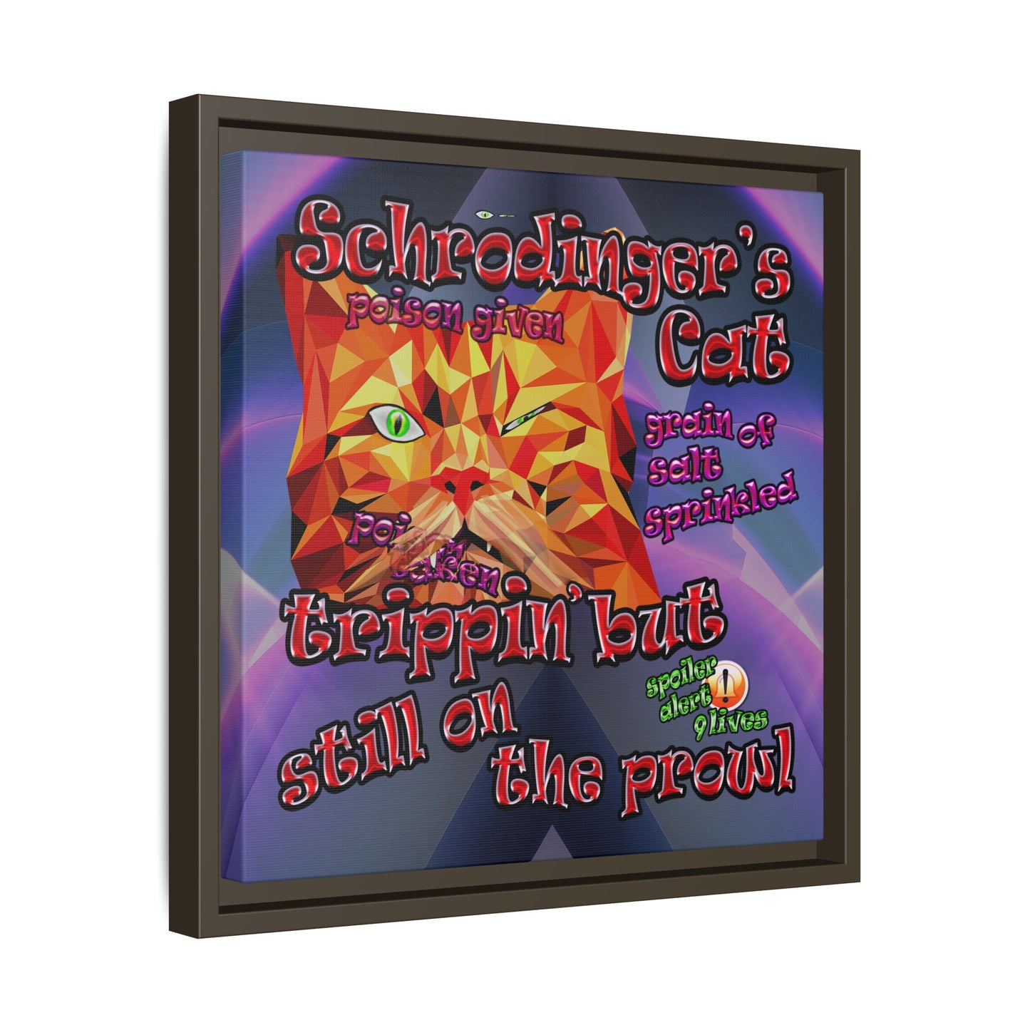 schrodinger's cat - framed canvas art (grey-pink wave)