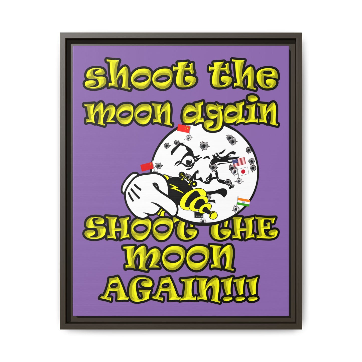 shoot the moon again - framed canvas art (light purple)