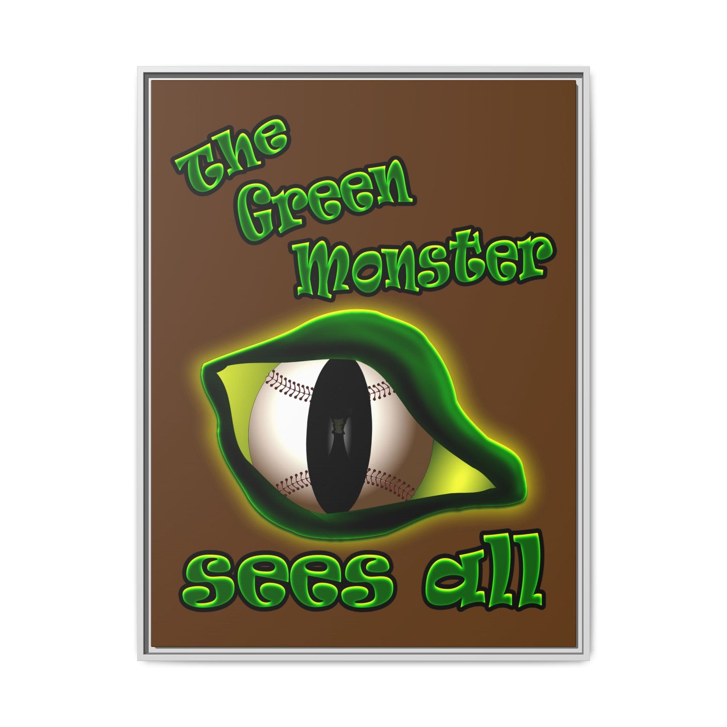 green monster - framed canvas art (brown)