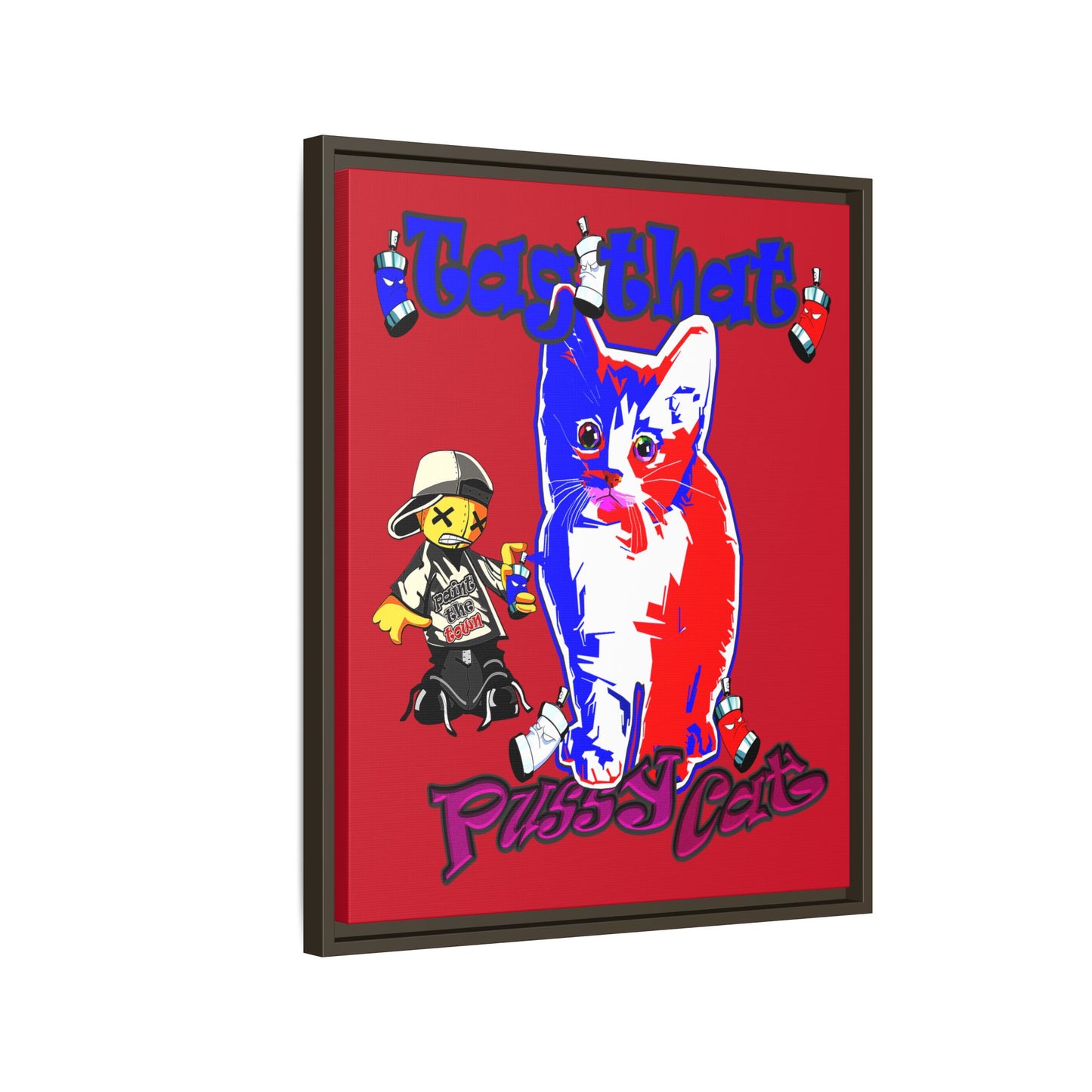 tag that - framed canvas art (dark red)