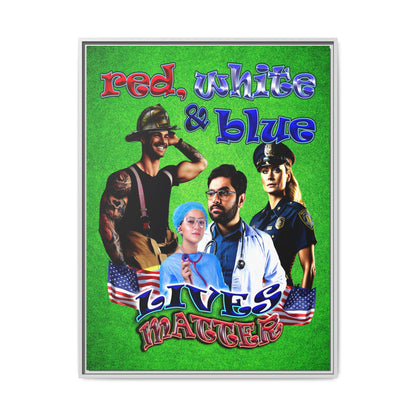 rw&b lives matter - framed canvas art (green turf)
