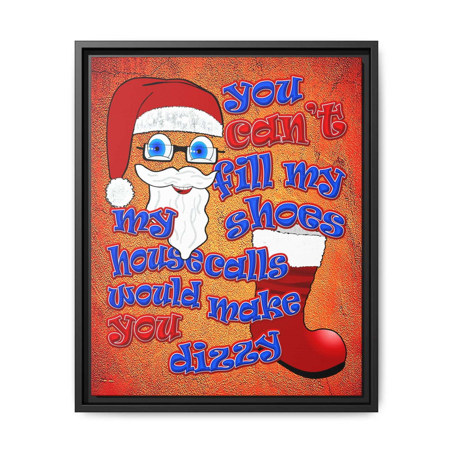 santa's shoes - framed canvas art (burnt orange)