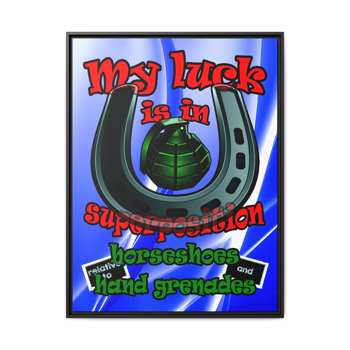 my luck - framed canvas art (blue-white wave)