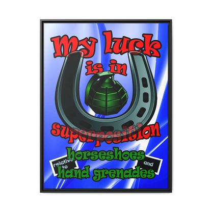 my luck - framed canvas art (blue-white wave)
