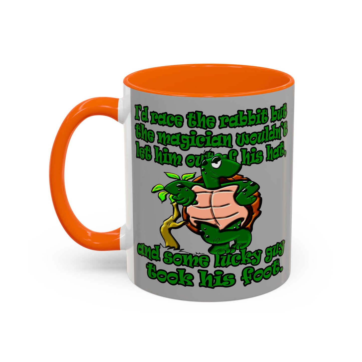 turtle race - Accent Mug (light grey)