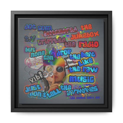 drop the beat - framed canvas art (grey-light grey)