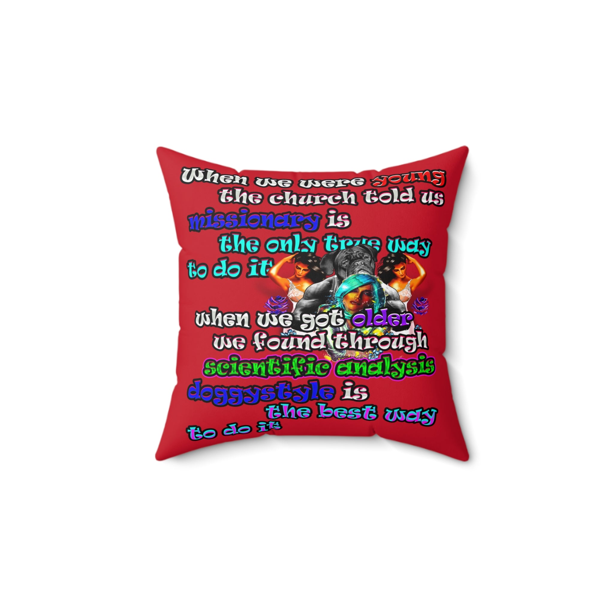 doggystyle - Spun Polyester Square Pillow - (dark red)
